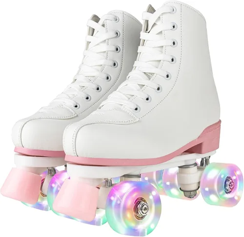 Miniatura 10 de Patines unisex de doble fila, cuatro ruedas, patines altos, patrón de rayos, para principiantes, mujeres, hombres, niños y niñas