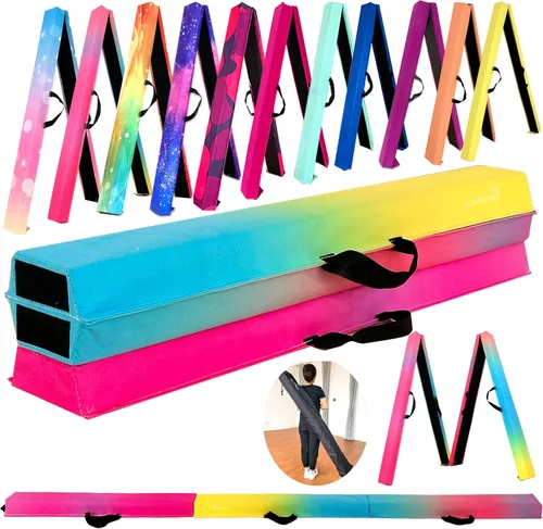 Miniatura 18 de MARFULA Viga de Gimnasia Plegable de 6 PIES / 8 PIES / 9 PIES Viga de Equilibrio de Espuma para Suelo - Extra Firme - Cubierta de Gamuza - Parte