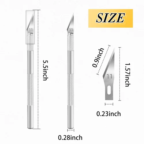 Miniatura 6 de JTIEO Exacto Hobby - Cuchillo para manualidades, paquete de 74 con 4 cuchillos afilados mejorados y 70 cuchillas de repuesto para arte, álbumes