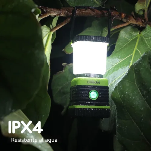 Miniatura 6 de Linterna de camping Consciot LED con alimentación por batería, 1000 lúmenes, 4 modos de luz, linterna portátil para tienda IPX4 resistente al agua
