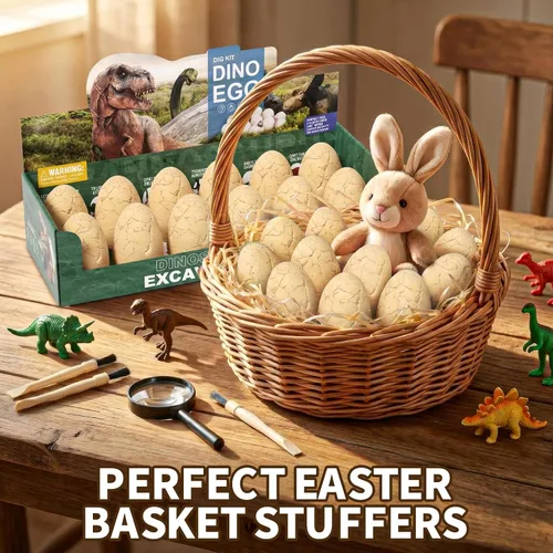 Miniatura 2 de Uregoio Kit de Excavación de 12 Huevos de Dinosaurio Juguetes para Niños, Kit de Excavación Sorpresa de Huevos de Dinosaurio con Lupa, Regalos