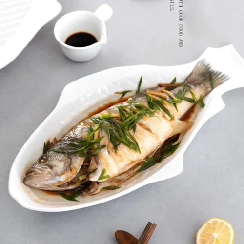 Miniatura 2 de Kichvoe Frutero de cerámica para pavo, plato de sushi, plato de pescado, plato de cerámica para servir, platos decorativos para restaurantes y hogar