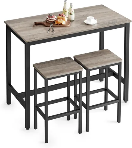 Miniatura 11 de VASAGLE Juego de mesa y sillas de bar, mesa rectangular con 2 taburetes, juego de pub de comedor para 2, ahorro de espacio para desayuno de cocina