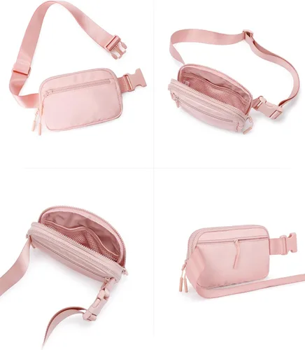 Miniatura 46 de WESTBRONCO Riñoneras para mujeres y hombres, bolsa para cinturón con bolsillos con cremallera, riñoneras modernas, bolsas cruzadas ligeras de 1