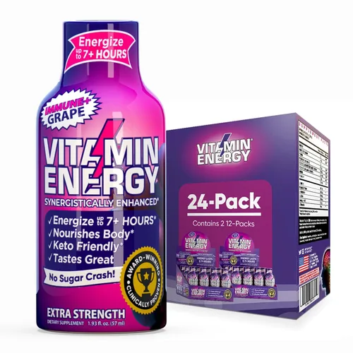 Miniatura 80 de Vitamin Energy Immune+ Extra Strength Energy Shot Army Orange 10 unidades, 260 mg de cafeína natural, vitaminas B, citicolina, té verde, apoyo