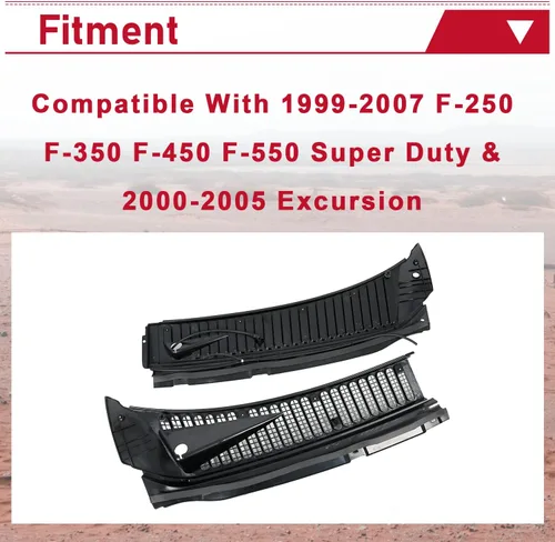 Miniatura 2 de HECASA Rejilla de ventilación para limpiaparabrisas Compatible con Ford F250 F350 F450 F550 Super Duty 1999-2007 y Ford Excursion 2000-2005