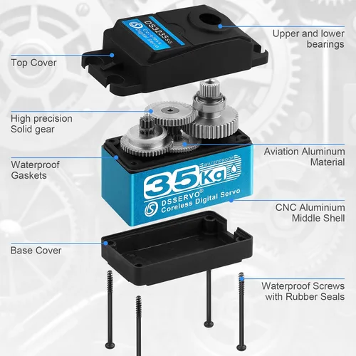 Miniatura 5 de Servo digital de alto par de torsión de 77.2 lbs, servo digital a prueba de agua, con servo bocina de servo 25T, compatible con 1/8, 1/10, 1/12 RC