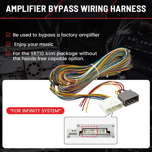 Miniatura 5 de RED WOLF Arnés de cableado de derivación de amplificador de fábrica para Dodge Ram 2002-2004 OEM AMP, conector de enchufe de cable de alambre