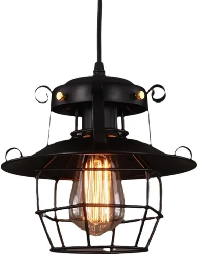E27 - Lámpara colgante de 9.1 in de diámetro, color negro, industrial vintage, mini decoración rústica americana, para cocina, isla, vestíbulo,