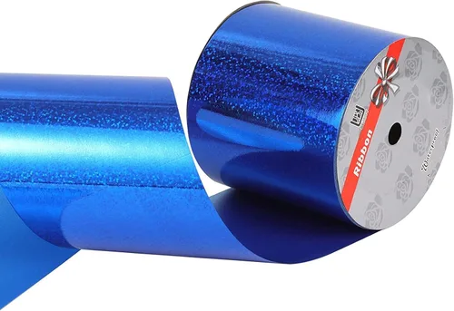 Cinta brillante impermeable de 4 pulgadas x 50 yardas, cinta rizada roja para envolver paquetes de regalos, para manualidades. (Azul)