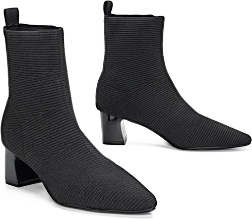 Miniatura 6 de Women's Ankle Boots Comfortable Pointed Toe Breathable Sock Knit Low Heel Fall Work Office Booties