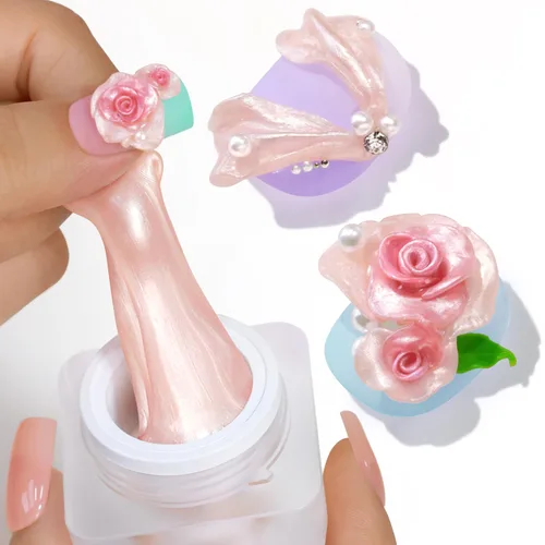 Miniatura 11 de Double Rhythm 3D Gel de uñas en gel transparente sólido para esculpir, antiadherente, gel duro para construcción, tallado, moldeado, extensión