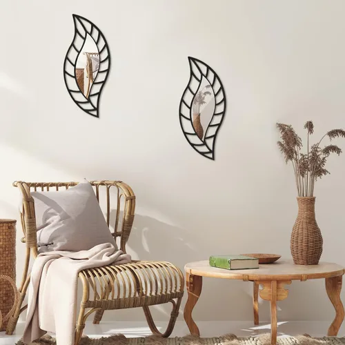 Miniatura 7 de Roowest 2 piezas espejo decorativo decoración de pared hoja lágrima espejo montado en pared decoraciones para sala de estar dormitorio baño tocador