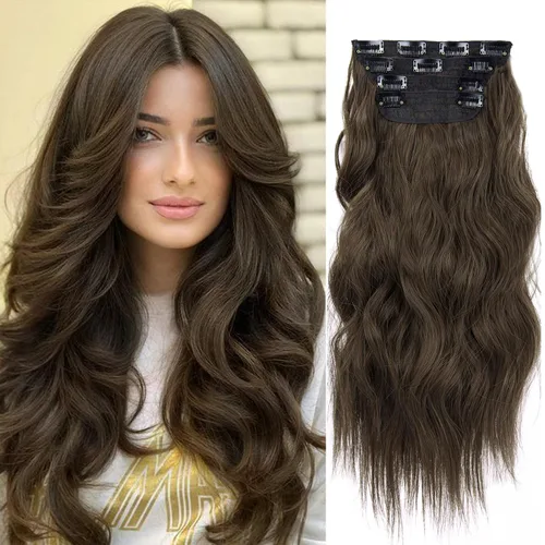 Miniatura 29 de 4 extensiones de cabello sintético suave y natural para mujer, rubio miel, mezcla de castaño castaño, extensiones para mujer