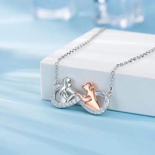 Miniatura 3 de Collar de plata de ley para niñas, con colgante Always in My Heart para el día de la madre, regalo de joyería para mamá amante de los perros