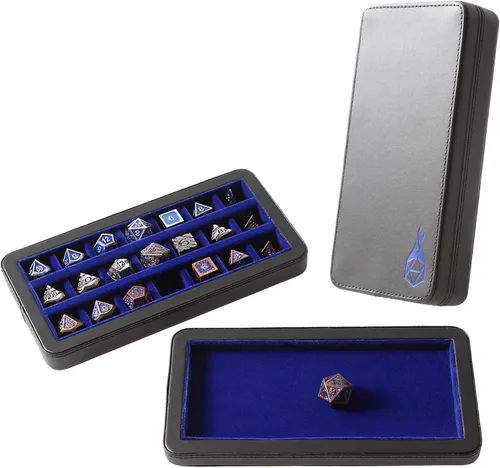 Forged Dice Co. Reliquary - Estuche de dados dividido estándar con bandeja de dados para juegos de dados poliédricos, 21 cámaras forradas de