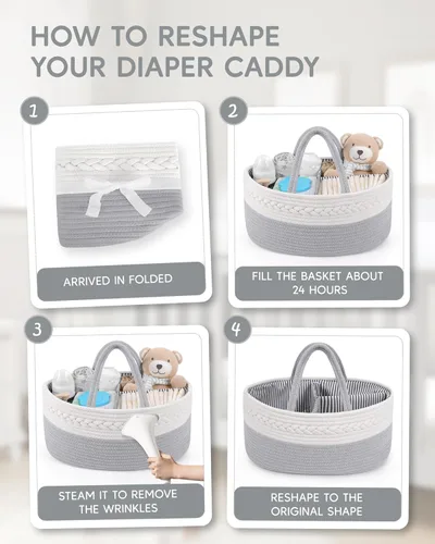 Miniatura 7 de Maliton Organizador de Pañales para Bebé Niño - Cuerda de Algodón para Cambiador, Almacenamiento de Guardería, Artículos Imprescindibles para Bebé