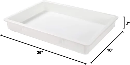 Miniatura 12 de Caja de prueba de 26 x 18 x 3 pulgadas, 1 caja de masa rectangular – apilable, lavavajillas, cajas de plástico blanco para masa de pizza, duraderas