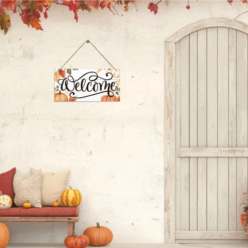 Miniatura 3 de Letrero de decoración de otoño, decoración de bienvenida de porche de otoño, letreros colgantes de madera, decoración de pared de casa de granja