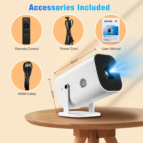 Miniatura 8 de Mini proyector para iPhone, proyector pequeño de 1080P (Bluetooth 5.3 y altavoz integrados), compatible con 4K, giratorio de 210°, proyector
