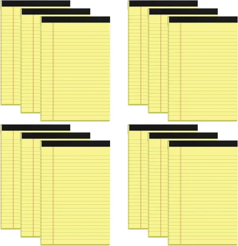 Miniatura 9 de Blocs de notas pequeños de 5x8 amarillos – paquete de 4, papel grueso premium de 80gsm, 30 hojas/60 páginas por bloc, páginas perforadas con rayas