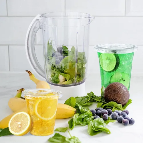 Miniatura 5 de SHOPDAY Vasos de plástico desechables con tapas, vasos de plástico transparente de 8 onzas, paquete de 50 recipientes para bebidas frías, tazas