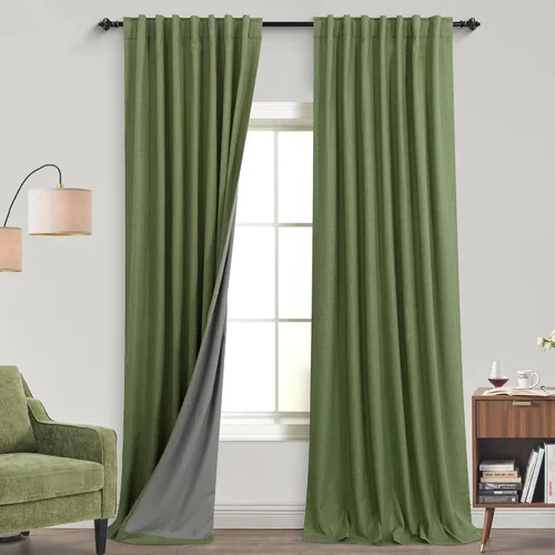 Miniatura 52 de KOUFALL - Cortinas de medio estilo francés de lino para ventana, juego de 2 cortinas cortas de 40 pulgadas de longitud, para privacidad, cortinas