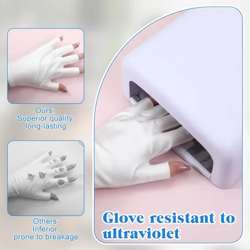 Miniatura 4 de 2 pares de guantes UV para lámpara de uñas de gel, guantes de protección UV para mujeres, guantes profesionales de protección UV sin dedos, guantes