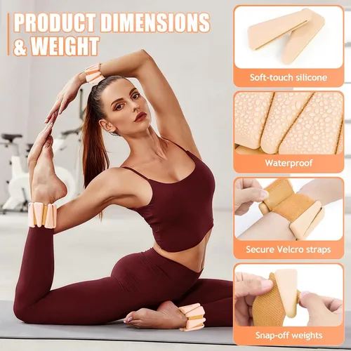 Miniatura 3 de BECOJADDE Pesas de Tobillo para Mujeres Pesas de Muñeca Juego de 2 (1 lb/2 lbs Cada Una) Peso Ajustable para Brazo y Pierna para Mujeres y Hombres
