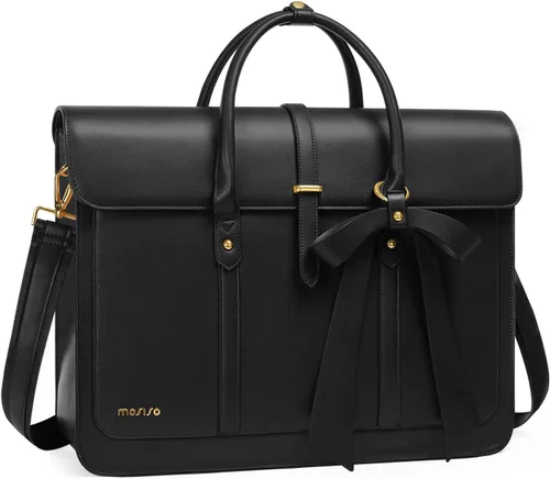 MOSISO Bolsa para computadora portátil para mujer, de piel sintética, mochila convertible, bolsa de viaje para computadora con lazo