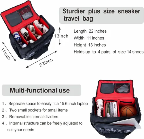 Miniatura 5 de Bolsa de deporte y bolsa de viaje, Rojo -, Bolsa de viaje con compartimentos interiores ajustables