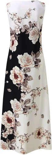 Miniatura 4 de Vestidos para mujer, cuello redondo, sin mangas, maxivestido suelto, liso, casual, con bolsillos