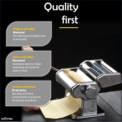 Miniatura 3 de Máquina para hacer pasta manual de acero inoxidable Con ajustes de grosor ajustables Perfecto para fideos caseros de espagueti, fettuccini