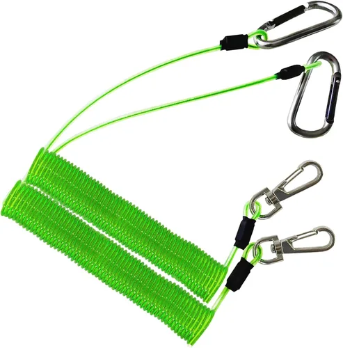 Miniatura 10 de Fishing Lanyard, Heavy Duty Coiled Lanyards Stainless Steel Wire Inside, Safety Rope Extension Cord Tether Retractable Fishing Accessories for Rods