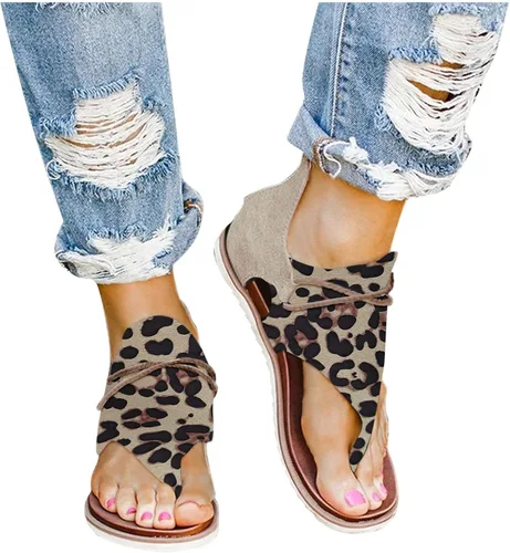 Miniatura 3 de Sandalias de verano con encaje y estampado de leopardo, estilo casual, para mujer, con cremallera, para mujer