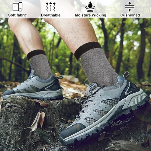 Miniatura 2 de 3-Pair Hiking Socks Women Men Moisture Wicking Breathable Cotton Cushion Crew Socks for Outdoor Sports Hiking Running Walking