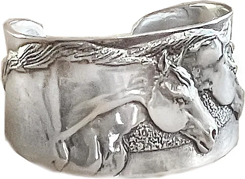 Pulsera de Horse Lady Gifts, pulsera de puño con dos cabezas de caballo hecha a mano en EE. UU.