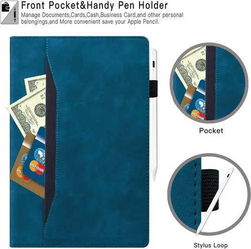 Miniatura 3 de Dteck Funda inteligente de cuero para Samsung Galaxy Tab S8 Ultra de 14.6 pulgadas 2022, azul con bolsillo frontal, soporte de múltiples ángulos