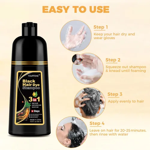 Miniatura 6 de YOURTONE Champú de tinte para cabello negro 3 en 1 para cobertura de canas, champú para colorear el cabello para mujeres y hombres, ingredientes