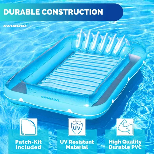 Miniatura 6 de SWIMLINE Original Suntan Tub Series Classic Inflatable Tanning Float Floating Lounge Personal Tan Pool Hybrid Lounger Adjustable Pillow Fill