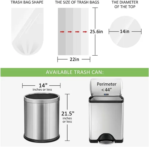 Miniatura 2 de 6 Gallon (fit 5.5-6 Gal) Small Strong Trash Bags by RayPard, 72 Counts Garbage Bags 25 Liter Waste Bin Liners for Home Office Kitchen Bathroom