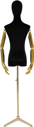 Miniatura 18 de Torso de maniquí femenino con cabeza y brazos posables, forma de vestido ajustable en altura, soporte de medio maniquí, maniquí de ropa con Gris