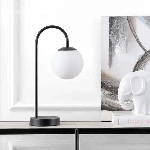 Miniatura 3 de JONATHAN Y Lámpara de mesa con globo de cristal negro de 18.25 pulgadas, lámpara de noche minimalista de mediados de siglo para dormitorio, sala