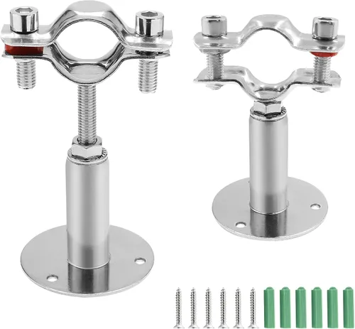 Miniatura 10 de 2 piezas de soporte de tubería de montaje en pared para montaje en techo, de acero inoxidable, ajustable, correas de tubo de abrazadera para tubo