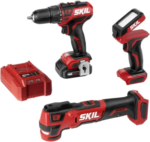 SKIL 2 - Kit de herramientas: Destornillador inalámbrico sin escobillas PWRCore 12 de 12V y 1/2 pulgadas
