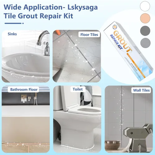 Miniatura 2 de Kit de Reparación de Lechada de Azulejos - Relleno de Lechada, Pasta de Reparación de Lechada con Espatula de Silicona, Kit de Reparación de Lechada
