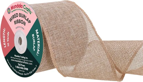 Miniatura 86 de Mandala Crafts Cinta de arpillera verde con alambre para corona, cinta de arpillera con alambre verde rústico de yute natural, 1 pulgada de ancho