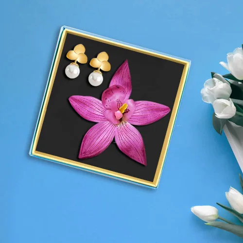 Miniatura 6 de Pinzas para el cabello de flores moradas aretes de perla accesorios de disfraces de Halloween disfraz de princesa accesorios de cosplay perlas