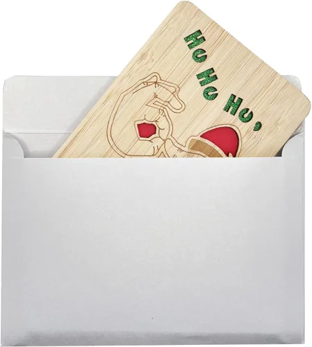 Miniatura 8 de 67 divertidas tarjetas de madera de Navidad, Ho Merry Chaos‑Mas, interior rojo en blanco para mensaje personalizado, regalo para familiares