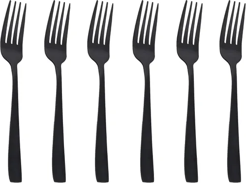 Miniatura 11 de Juego de cubiertos negro mate de acero inoxidable 18/0, utensilios de metal mate, incluye cuchillo de carne, tenedor y cuchara (24 piezas) duradero